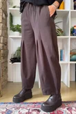 Oxford Stretch Herringbone Box Pleat Pant Chocolate